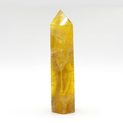 Natural Yellow Fluorite Crystal Obelisk Tower Point for Energy Healing, Focus, Meditation & Elegant Home or Office Decor - RPO518