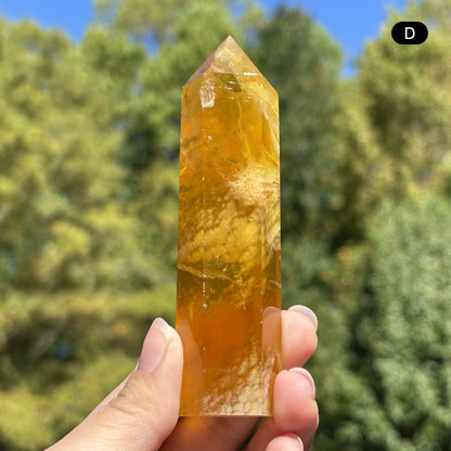 Natural Yellow Fluorite Crystal Obelisk Tower Point for Energy Healing, Focus, Meditation & Elegant Home or Office Decor - RPO518