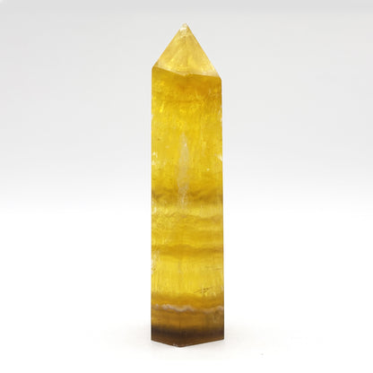 Natural Yellow Fluorite Crystal Obelisk Tower Point for Energy Healing, Focus, Meditation & Elegant Home or Office Decor - RPO518