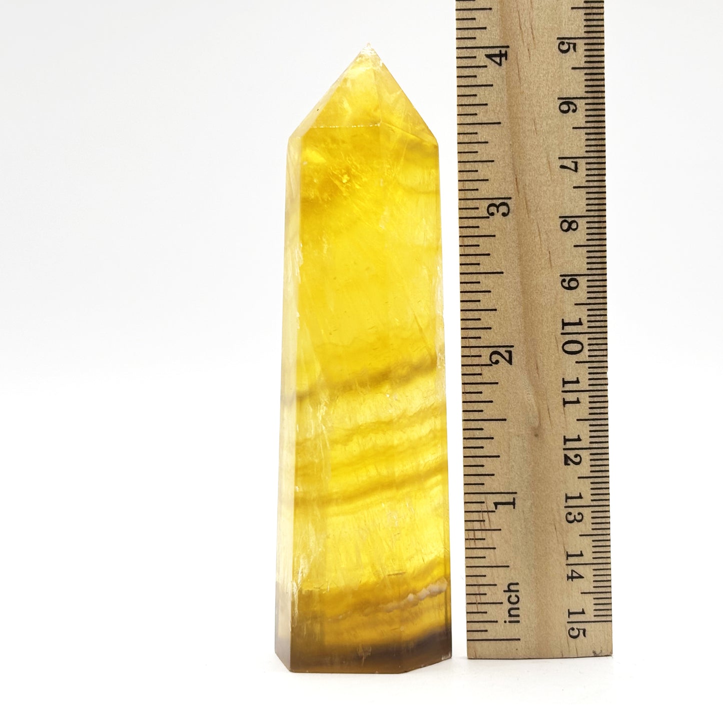 Natural Yellow Fluorite Crystal Obelisk Tower Point for Energy Healing, Focus, Meditation & Elegant Home or Office Decor - RPO518