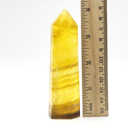 Natural Yellow Fluorite Crystal Obelisk Tower Point for Energy Healing, Focus, Meditation & Elegant Home or Office Decor - RPO518