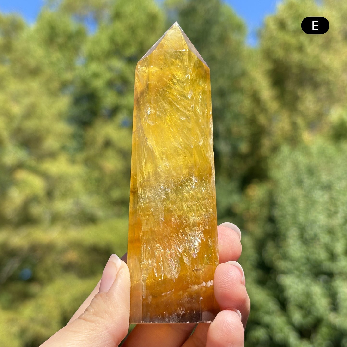 Natural Yellow Fluorite Crystal Obelisk Tower Point for Energy Healing, Focus, Meditation & Elegant Home or Office Decor - RPO518