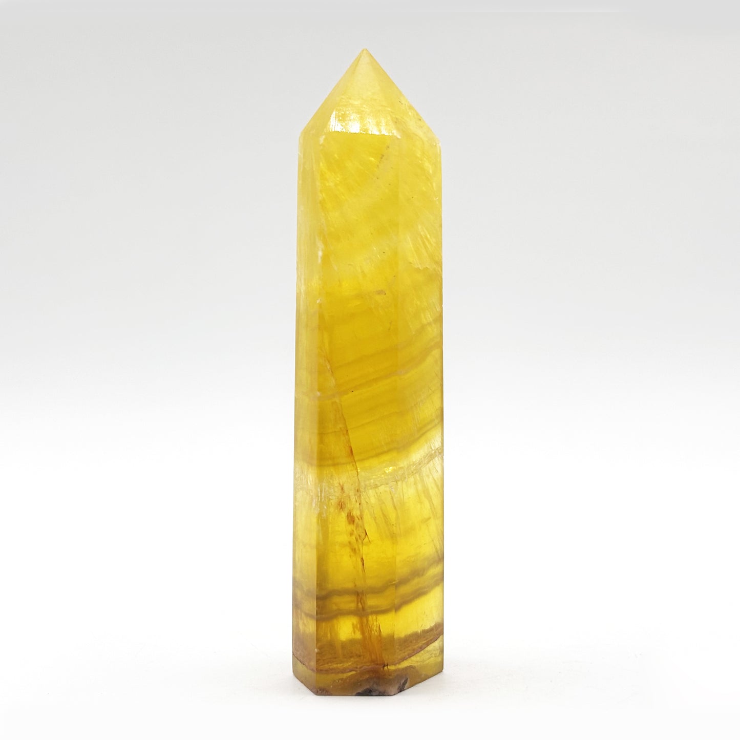 Natural Yellow Fluorite Crystal Obelisk Tower Point for Energy Healing, Focus, Meditation & Elegant Home or Office Decor - RPO518