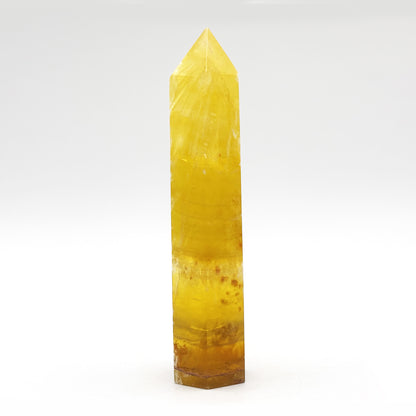 Natural Yellow Fluorite Crystal Obelisk Tower Point for Energy Healing, Focus, Meditation & Elegant Home or Office Decor - RPO518