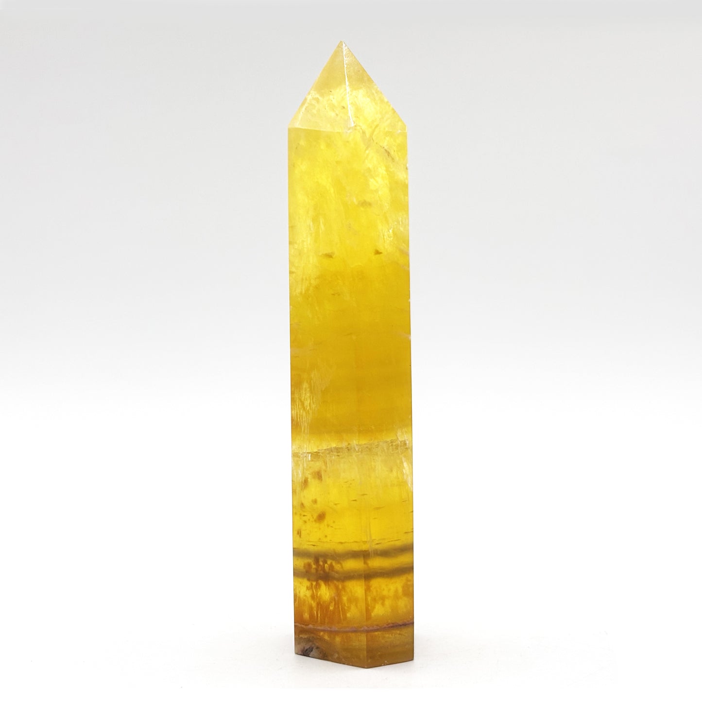 Natural Yellow Fluorite Crystal Obelisk Tower Point for Energy Healing, Focus, Meditation & Elegant Home or Office Decor - RPO518