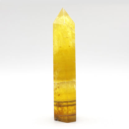 Natural Yellow Fluorite Crystal Obelisk Tower Point for Energy Healing, Focus, Meditation & Elegant Home or Office Decor - RPO518