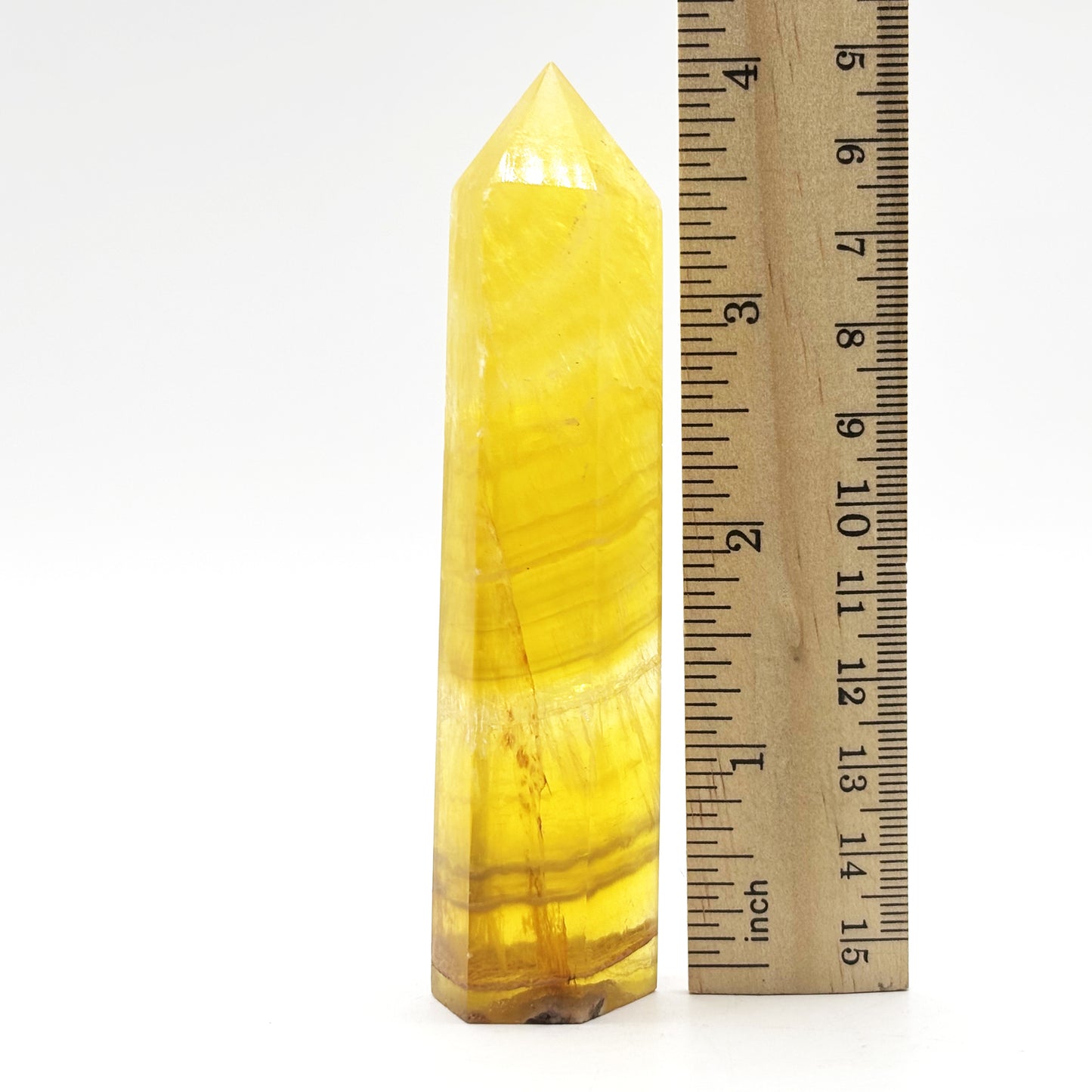 Natural Yellow Fluorite Crystal Obelisk Tower Point for Energy Healing, Focus, Meditation & Elegant Home or Office Decor - RPO518