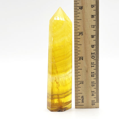 Natural Yellow Fluorite Crystal Obelisk Tower Point for Energy Healing, Focus, Meditation & Elegant Home or Office Decor - RPO518