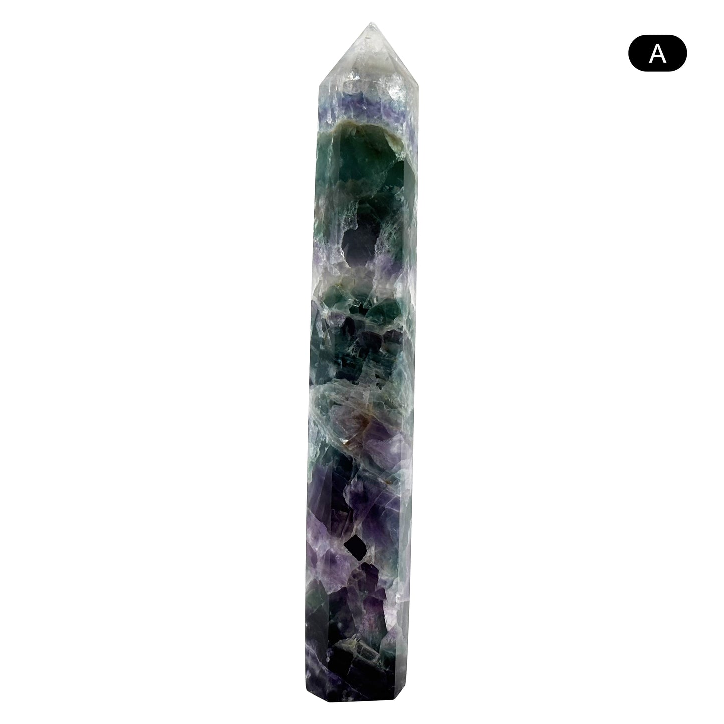 Natural Rainbow Fluorite Crystal Obelisk Tower Point for Energy Healing, Focus, Meditation & Elegant Home or Office Decor - RPO519