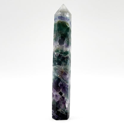 Natural Rainbow Fluorite Crystal Obelisk Tower Point for Energy Healing, Focus, Meditation & Elegant Home or Office Decor - RPO519