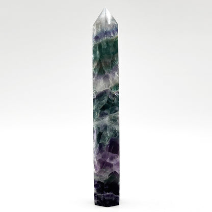 Natural Rainbow Fluorite Crystal Obelisk Tower Point for Energy Healing, Focus, Meditation & Elegant Home or Office Decor - RPO519