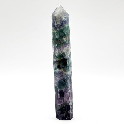 Natural Rainbow Fluorite Crystal Obelisk Tower Point for Energy Healing, Focus, Meditation & Elegant Home or Office Decor - RPO519