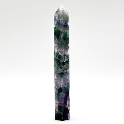 Natural Rainbow Fluorite Crystal Obelisk Tower Point for Energy Healing, Focus, Meditation & Elegant Home or Office Decor - RPO519
