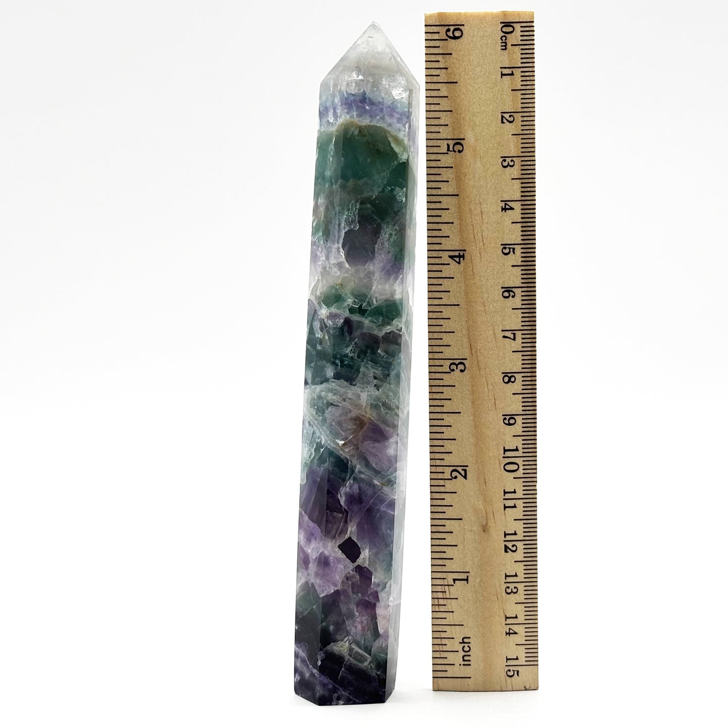 Natural Rainbow Fluorite Crystal Obelisk Tower Point for Energy Healing, Focus, Meditation & Elegant Home or Office Decor - RPO519