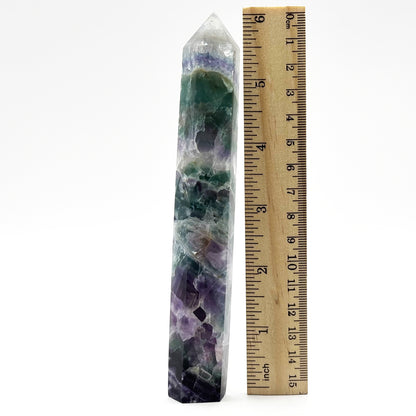 Natural Rainbow Fluorite Crystal Obelisk Tower Point for Energy Healing, Focus, Meditation & Elegant Home or Office Decor - RPO519
