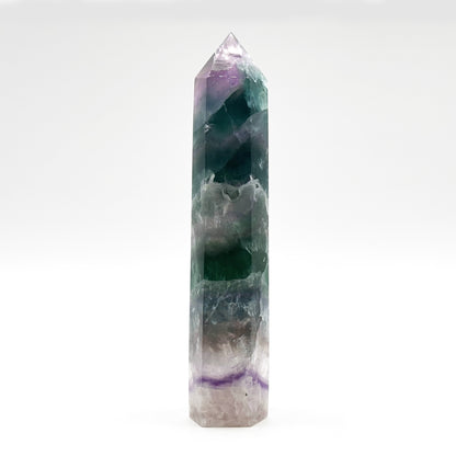 Natural Rainbow Fluorite Crystal Obelisk Tower Point for Energy Healing, Focus, Meditation & Elegant Home or Office Decor - RPO519