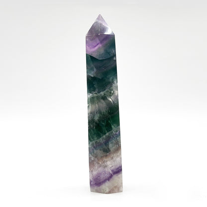 Natural Rainbow Fluorite Crystal Obelisk Tower Point for Energy Healing, Focus, Meditation & Elegant Home or Office Decor - RPO519