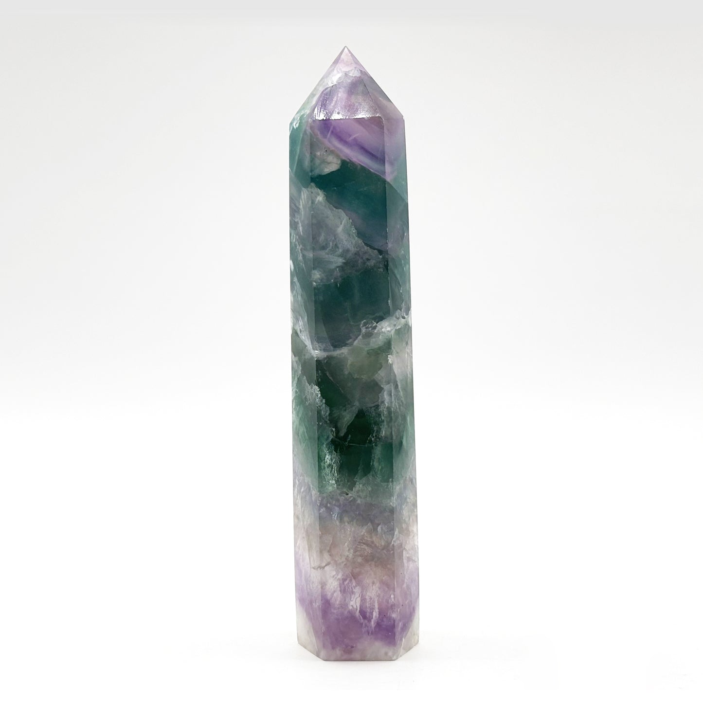 Natural Rainbow Fluorite Crystal Obelisk Tower Point for Energy Healing, Focus, Meditation & Elegant Home or Office Decor - RPO519