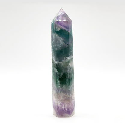 Natural Rainbow Fluorite Crystal Obelisk Tower Point for Energy Healing, Focus, Meditation & Elegant Home or Office Decor - RPO519