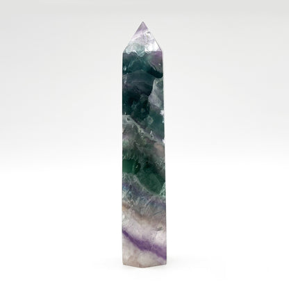 Natural Rainbow Fluorite Crystal Obelisk Tower Point for Energy Healing, Focus, Meditation & Elegant Home or Office Decor - RPO519