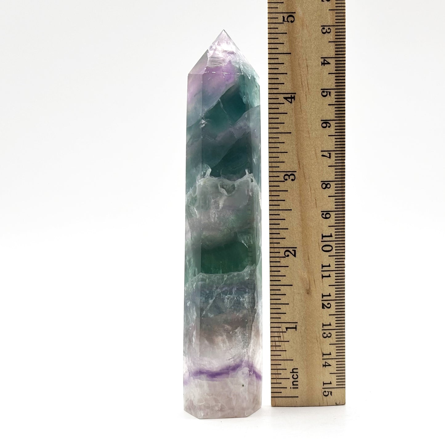 Natural Rainbow Fluorite Crystal Obelisk Tower Point for Energy Healing, Focus, Meditation & Elegant Home or Office Decor - RPO519