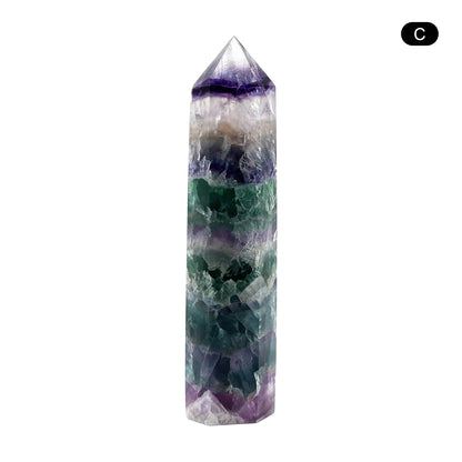 Natural Rainbow Fluorite Crystal Obelisk Tower Point for Energy Healing, Focus, Meditation & Elegant Home or Office Decor - RPO519