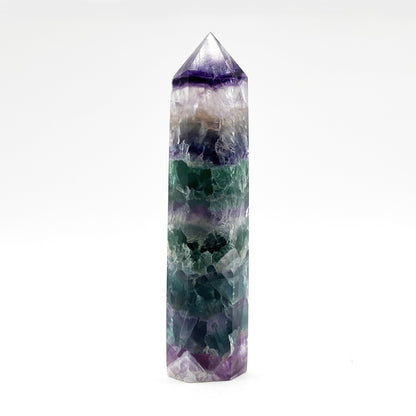 Natural Rainbow Fluorite Crystal Obelisk Tower Point for Energy Healing, Focus, Meditation & Elegant Home or Office Decor - RPO519