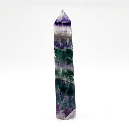 Natural Rainbow Fluorite Crystal Obelisk Tower Point for Energy Healing, Focus, Meditation & Elegant Home or Office Decor - RPO519
