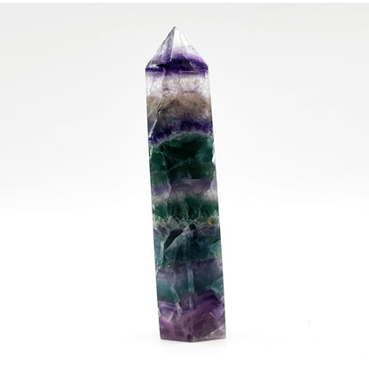 Natural Rainbow Fluorite Crystal Obelisk Tower Point for Energy Healing, Focus, Meditation & Elegant Home or Office Decor - RPO519