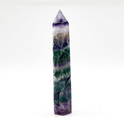Natural Rainbow Fluorite Crystal Obelisk Tower Point for Energy Healing, Focus, Meditation & Elegant Home or Office Decor - RPO519