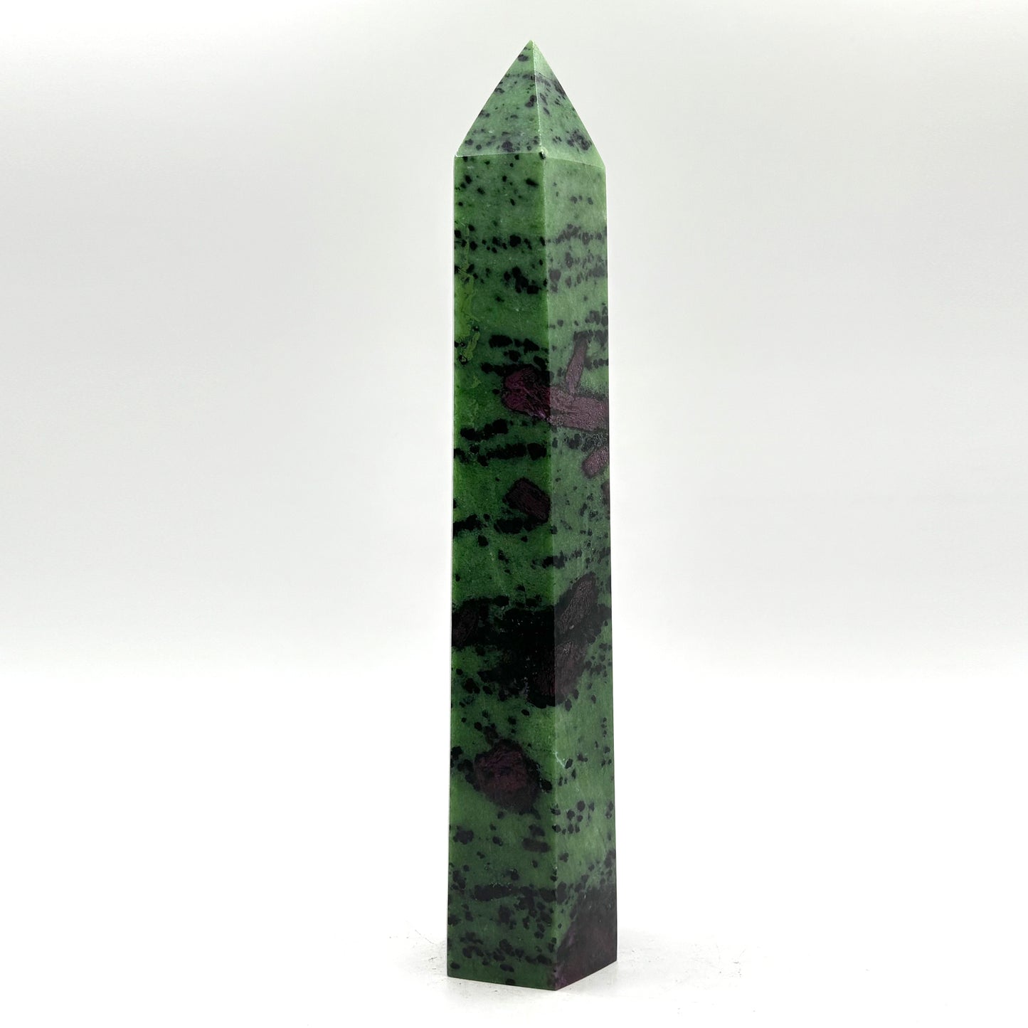 Natural Ruby Zoisite Crystal Obelisk Tower Point for Energy Healing, Meditation, Focus & Home Decor - RPO521