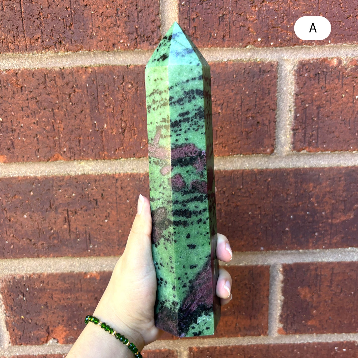 Natural Ruby Zoisite Crystal Obelisk Tower Point for Energy Healing, Meditation, Focus & Home Decor - RPO521