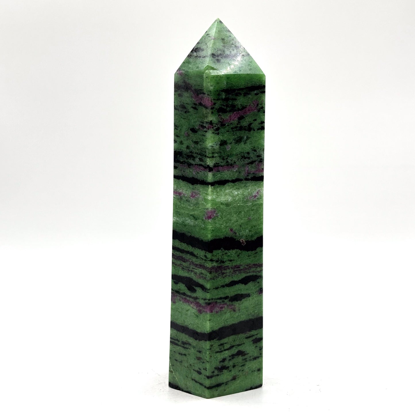 Natural Ruby Zoisite Crystal Obelisk Tower Point for Energy Healing, Meditation, Focus & Home Decor - RPO521