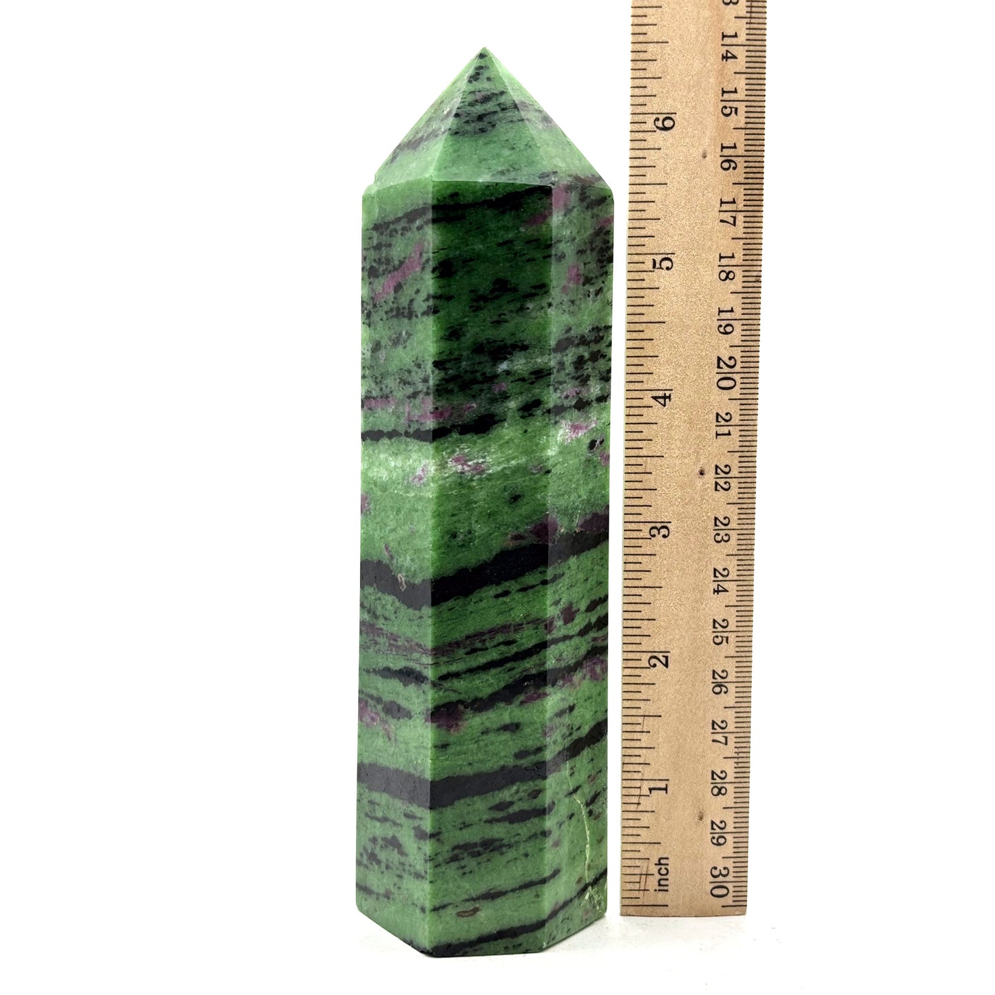 Natural Ruby Zoisite Crystal Obelisk Tower Point for Energy Healing, Meditation, Focus & Home Decor - RPO521