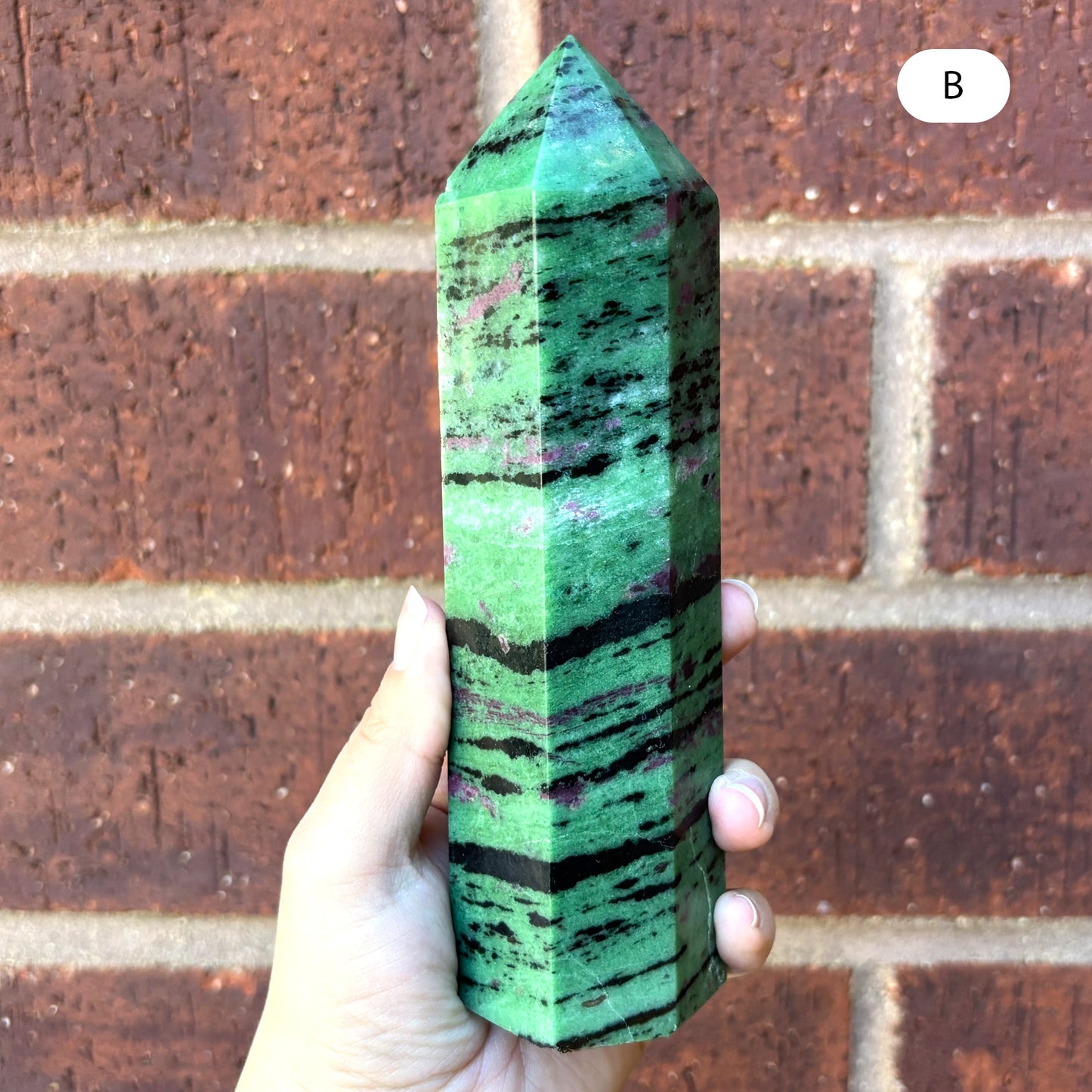 Natural Ruby Zoisite Crystal Obelisk Tower Point for Energy Healing, Meditation, Focus & Home Decor - RPO521