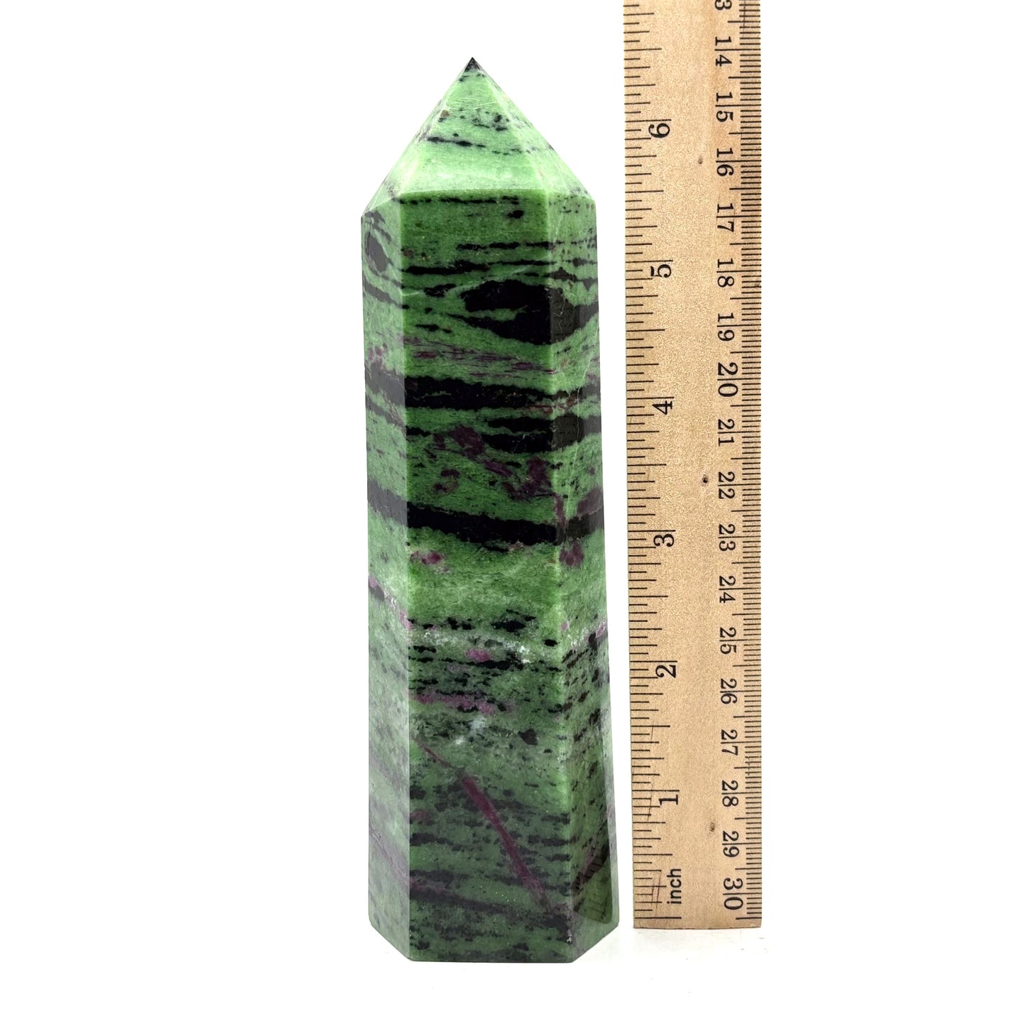 Natural Ruby Zoisite Crystal Obelisk Tower Point for Energy Healing, Meditation, Focus & Home Decor - RPO521
