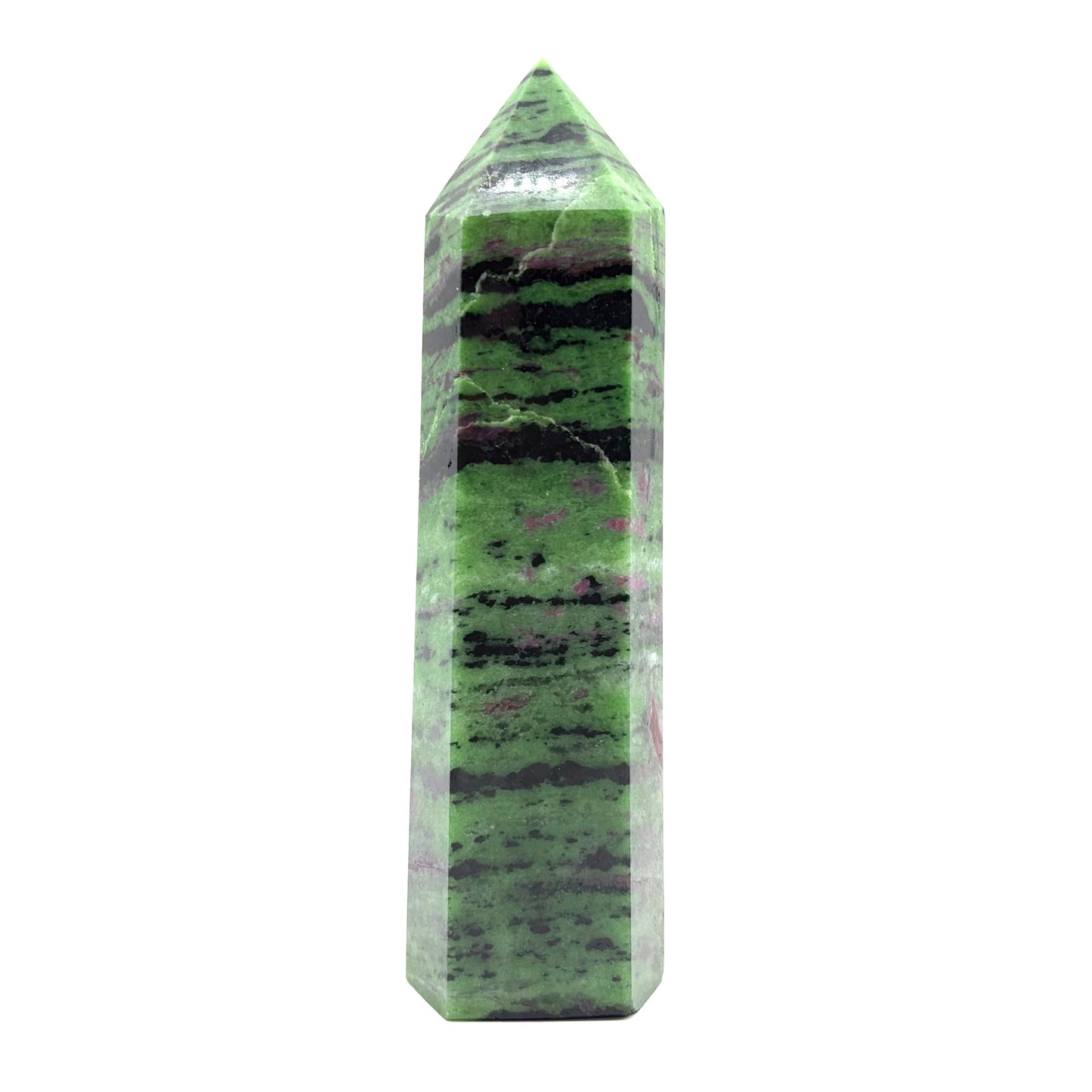 Natural Ruby Zoisite Crystal Obelisk Tower Point for Energy Healing, Meditation, Focus & Home Decor - RPO521
