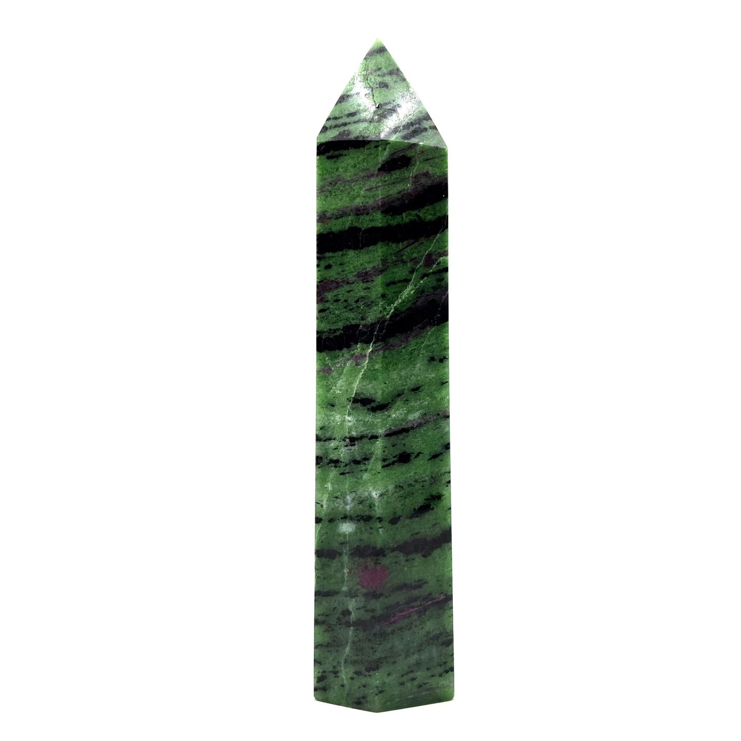 Natural Ruby Zoisite Crystal Obelisk Tower Point for Energy Healing, Meditation, Focus & Home Decor - RPO521