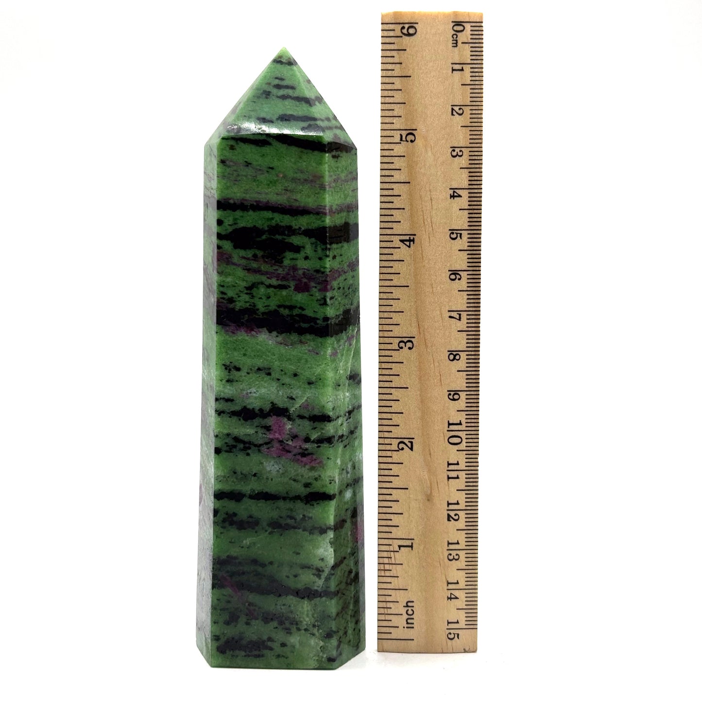 Natural Ruby Zoisite Crystal Obelisk Tower Point for Energy Healing, Meditation, Focus & Home Decor - RPO521