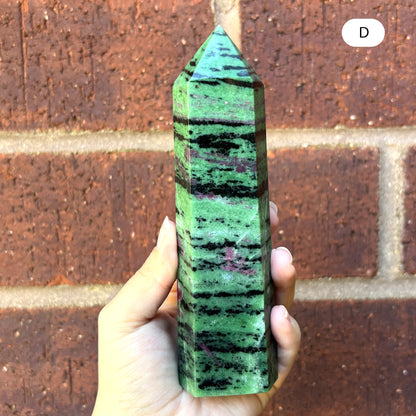 Natural Ruby Zoisite Crystal Obelisk Tower Point for Energy Healing, Meditation, Focus & Home Decor - RPO521