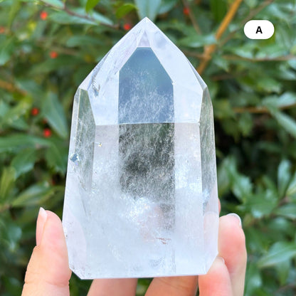Natural Clear Quartz Tower Polished Crystal Point for Healing, Meditation, Energy Cleansing, and Home Decor - RPO522