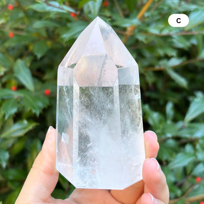 Natural Clear Quartz Tower Polished Crystal Point for Healing, Meditation, Energy Cleansing, and Home Decor - RPO522