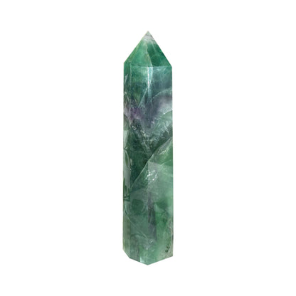 Natural Fluorite Crystal Tower Point Green & Purple Banded Healing Stone - RPO524