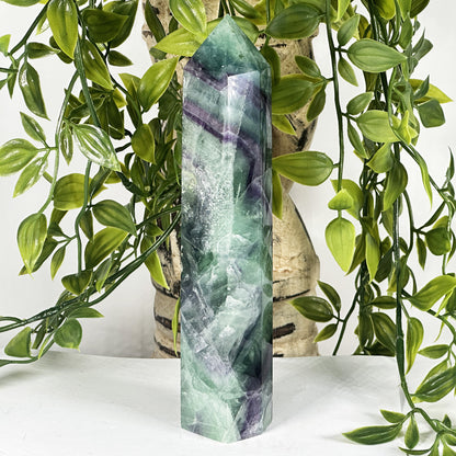 Natural Fluorite Crystal Tower Point - Gem Avenue