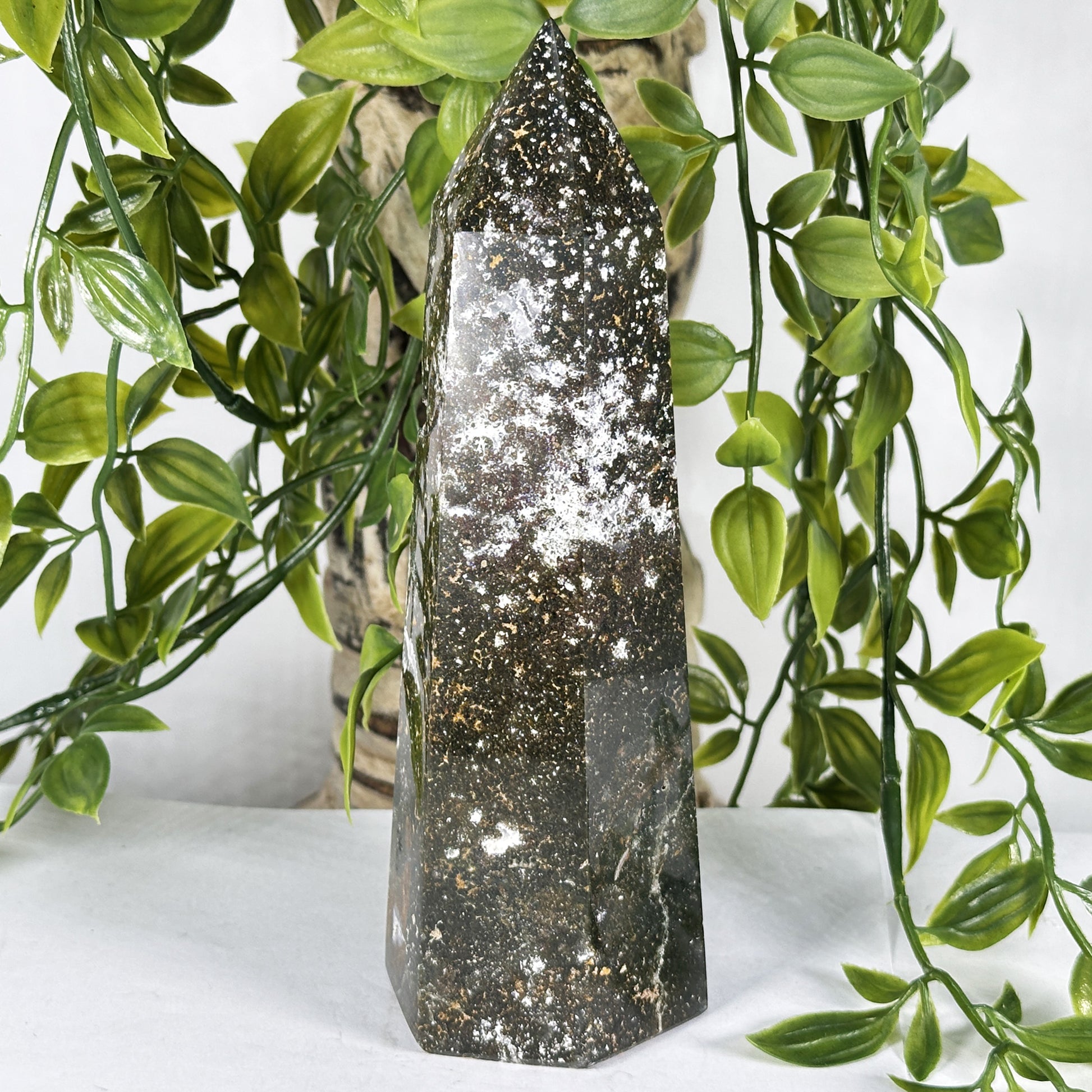 Natural Polished Sea Jasper Crystal Tower Point - Gem Avenue Retail