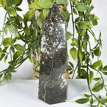 Natural Polished Sea Jasper Crystal Tower Point - Gem Avenue Retail