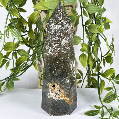 Natural Polished Sea Jasper Crystal Tower Point - Gem Avenue Retail