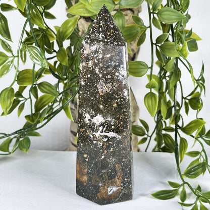 Natural Polished Sea Jasper Crystal Tower Point - Gem Avenue Retail