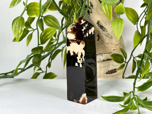 Natural Amber Crystal Tower Polished Healing Gemstone Point - RPO527