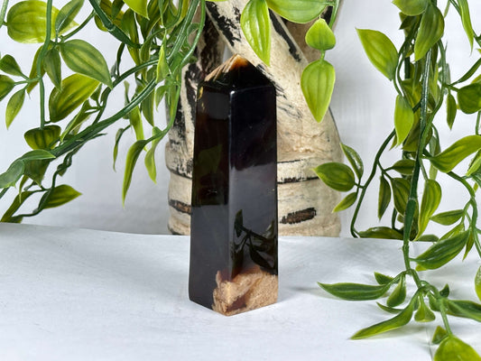 Natural Amber Crystal Tower Polished Healing Gemstone Point - RPO529